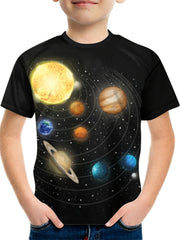 Solar System 3D Print Boys T-shirt Short Sleeve Top