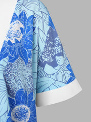 Floral Print Short Sleeve Kimono Cardigan
