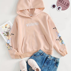 Girls' Floral Print Long Sleeve Casual Sweatshirt Top Hoodie Pullovers