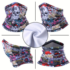 Ghost Skull Fleece Neck Cover Face Mask for Outdoor Winter Sports