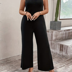 Casual Jumpsuit Women's Plus Solid Wide Leg Cami Jumpsuit