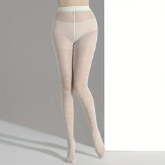 Heart Pattern Pantyhose Seamless High Waist Slim Footed Stockings