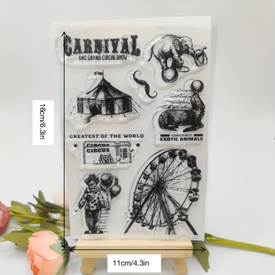 Circus Theme Stamp DIY Journal Card Making Gift for Boys and Girls 1pc