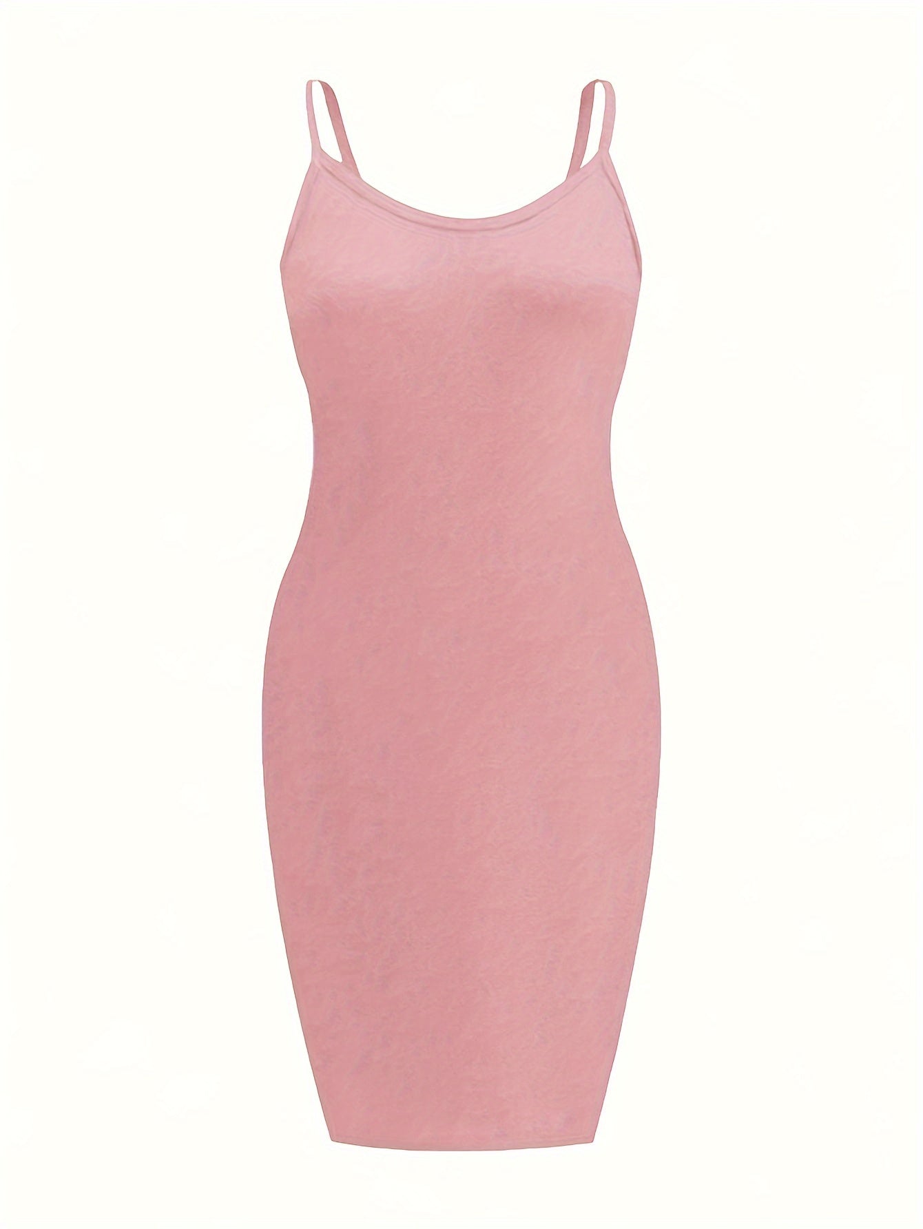 3 Pack Plus Size Basic Dress Set Solid Round Neck Slim Fit Cami Dress