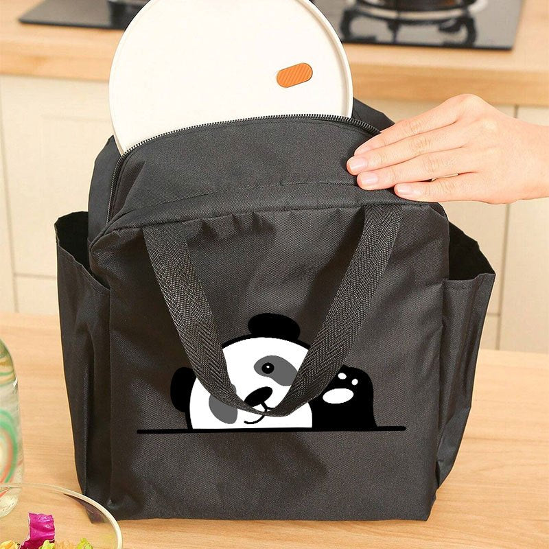 Panda Themed Insulated Lunch Bag Leakproof Oxford Cloth Aluminum Foil