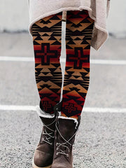 Geometric Print Skinny Leggings Boho Elastic Waist Stretchy Leggings