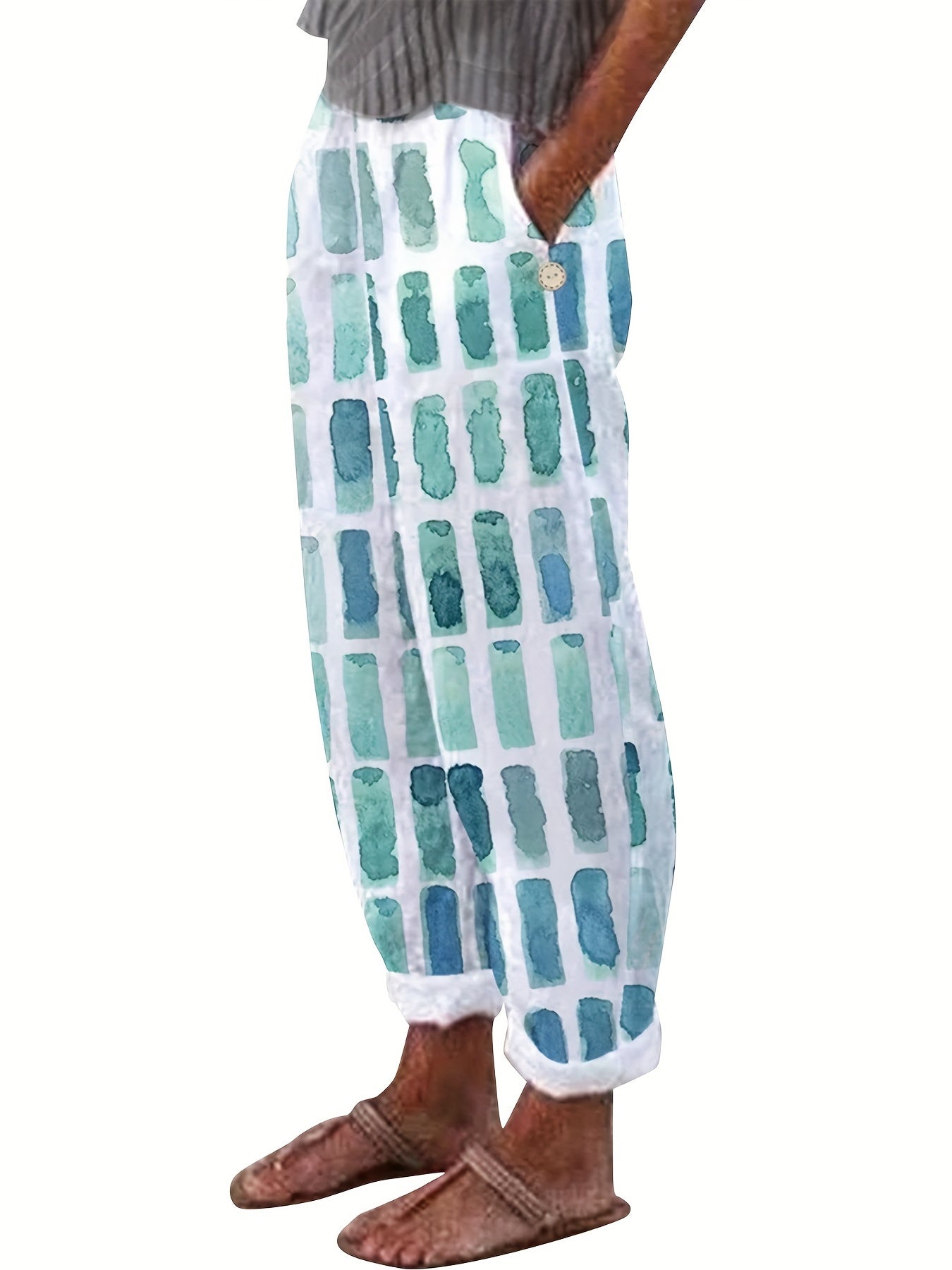 Geometric Print Loose Pants for Spring & Fall