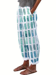 Geometric Print Loose Pants for Spring & Fall