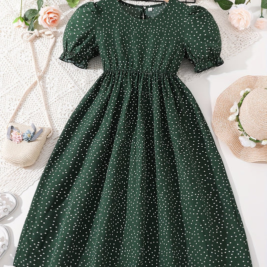 Girls Polka Dot Princess Dress - Party Beach Vacation Teen Summer Clothes
