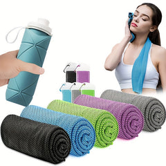 5pcs Ice Towel & Silicone Foldable Water Cup Set