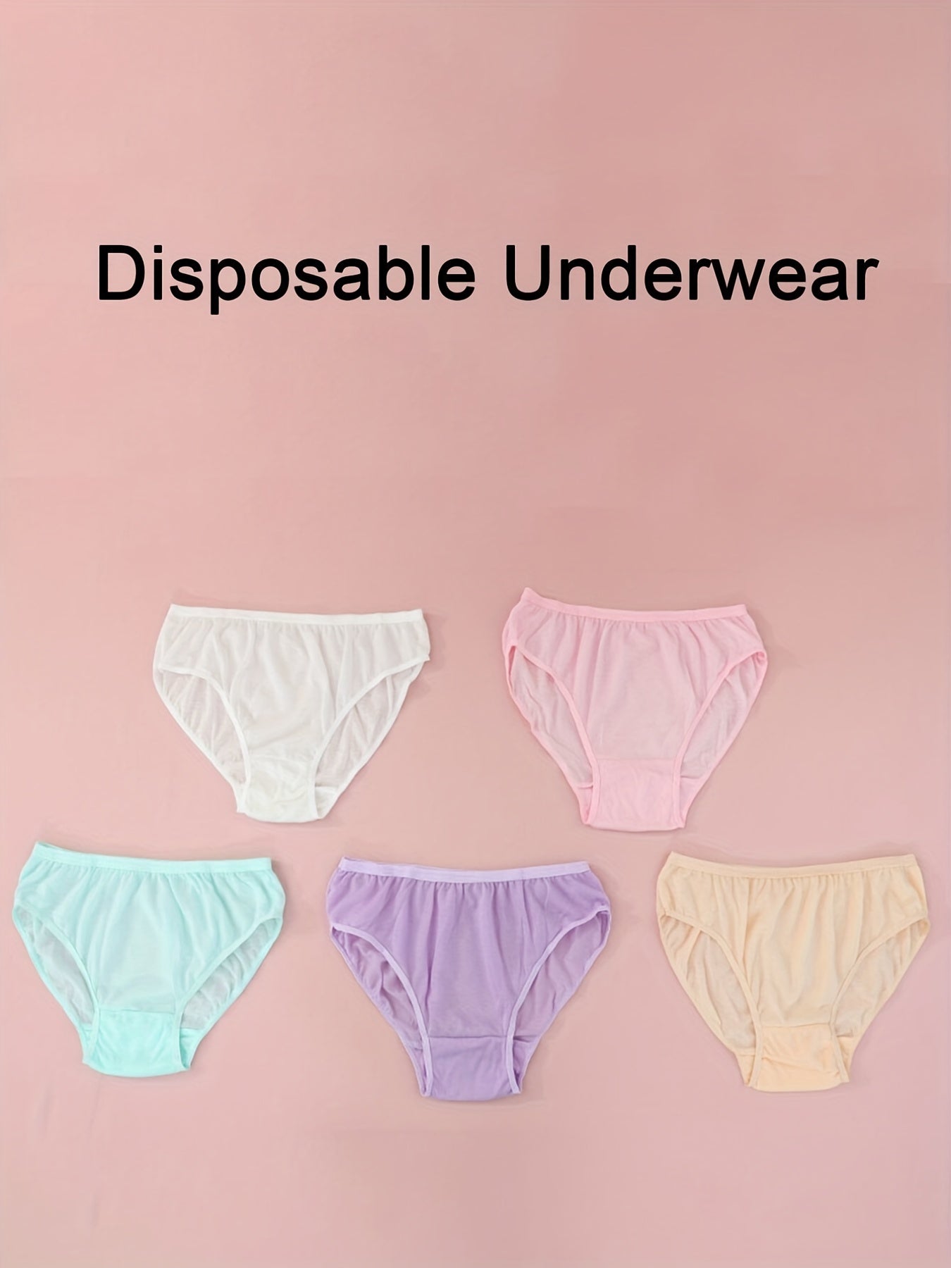5pcs Disposable Solid Briefs Comfy & Breathable Underwear