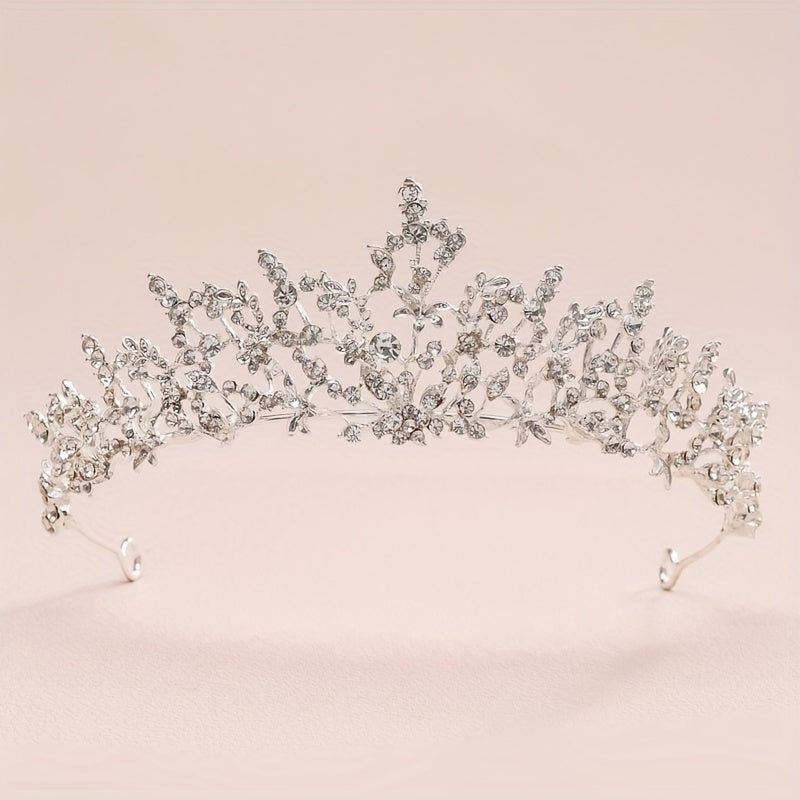 Baroque Style Crystal Tiara Wedding Headband for Bride