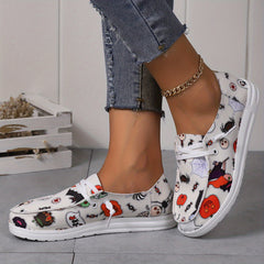 Halloween Pumpkin Skeleton Pattern Skate Shoes