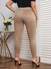Solid High Waist Leggings with Seam Detail