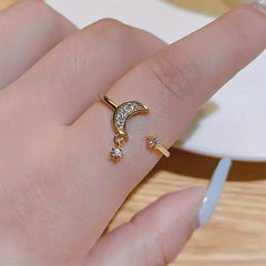Moon Star Ring Inlaid Zircons Light Jewelry For Female