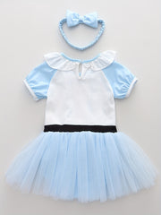 Baby Girls Poker Card Symbol Tulle Tutu Mesh Ruffled Sleeve Princess Dance Dress
