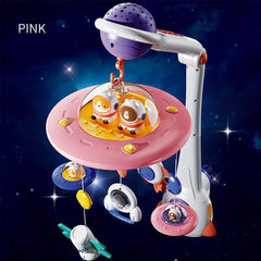 Space Flying Saucer Baby Bed Bell Starry Sky Projection Toy