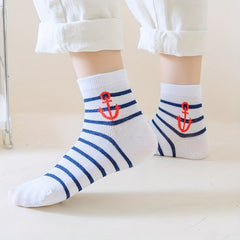 5pairs Baby Boys Cartoon Pattern Socks Breathable Low Cut Boat Socks