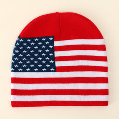 Flag Jacquard Beanie Cap Hip Hop Knit Hat Patriotic Skull Ca