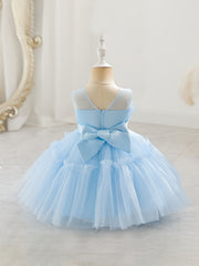 Girls Sleeveless Mesh Tutu Dress & Bow Headband Set for Party