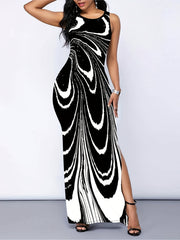 Abstract Print Tank Dress Maxi Dress Women's Clothing