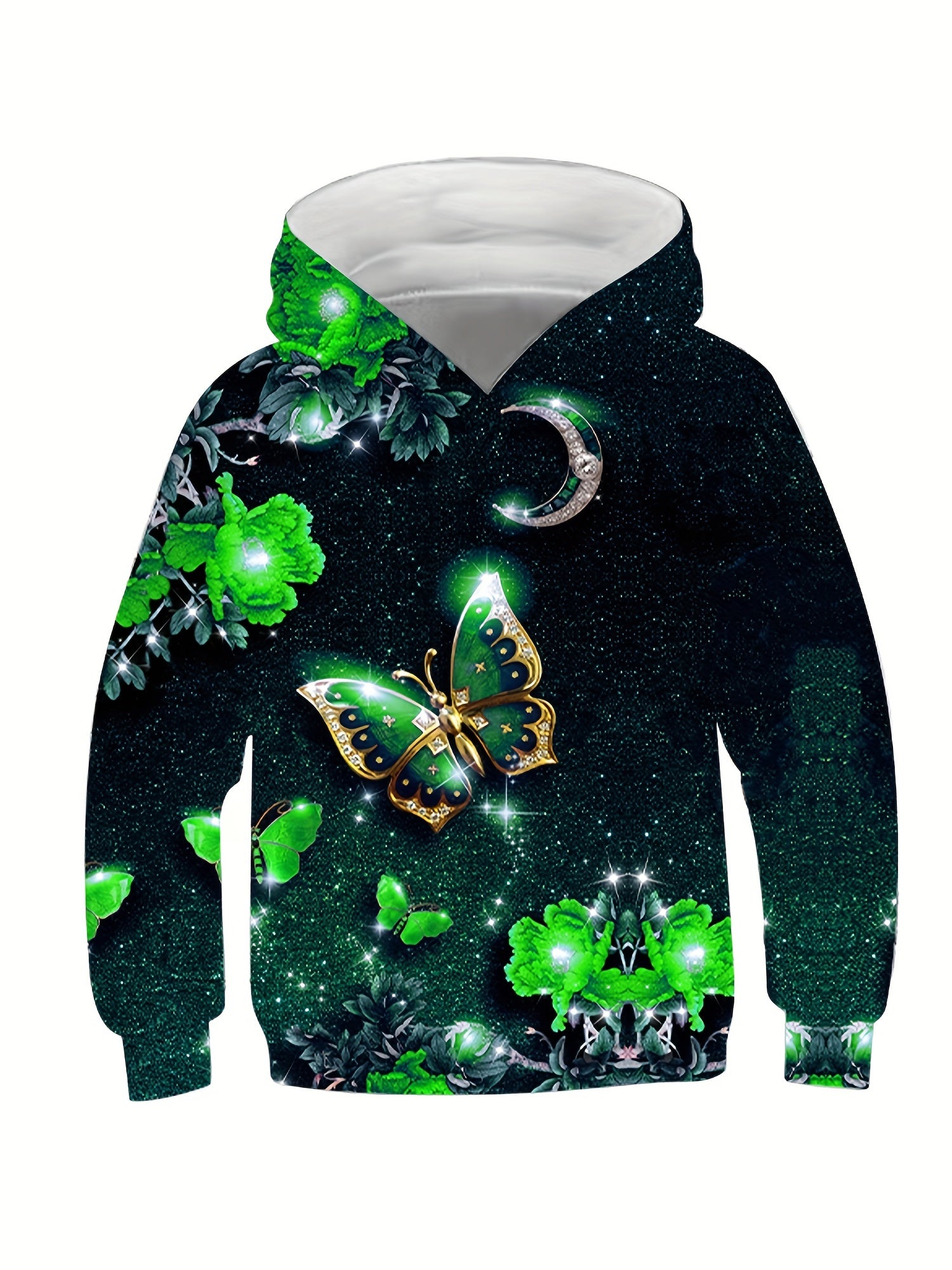 Kids 3D Butterfly Sequin Hooded Sweatshirt for Fall Winter