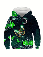 Kids 3D Butterfly Sequin Hooded Sweatshirt for Fall Winter