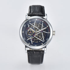 Teen's Luminous Watch Hollow 3D Dial Belt Automatic Mechanical Wristwatch