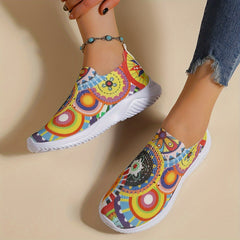 Women's Geometric Lace-up Mesh Sneakers for Running