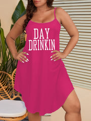 Plus Size Sexy Nightdress Women's Plus Letter Print Round Neck