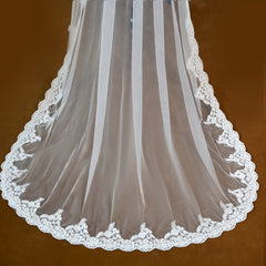 Romantic Single Layer Cathedral Bridal Veil Lace Wedding Gown