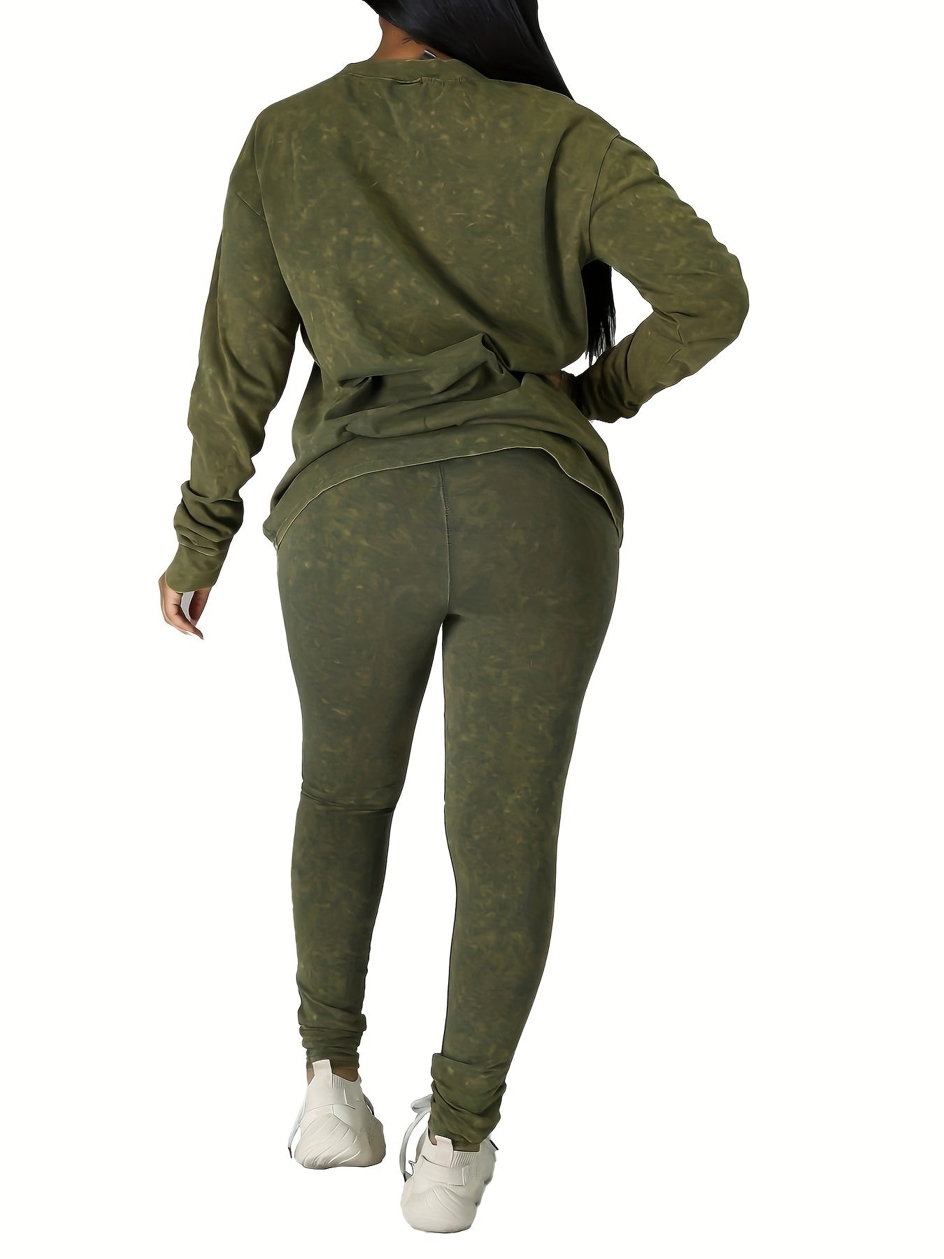 Tie Dye 2 pc Set Long Sleeve Crew Neck T-shirt & Slim Pants Outfit