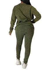 Tie Dye 2 pc Set Long Sleeve Crew Neck T-shirt & Slim Pants Outfit