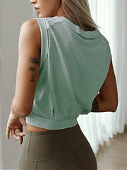 Women's Sleeveless Round Neck Fitness Running Tank Top