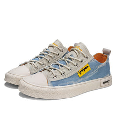 Men's Distressed Denim Skate Shoes Lace up Sneakers
