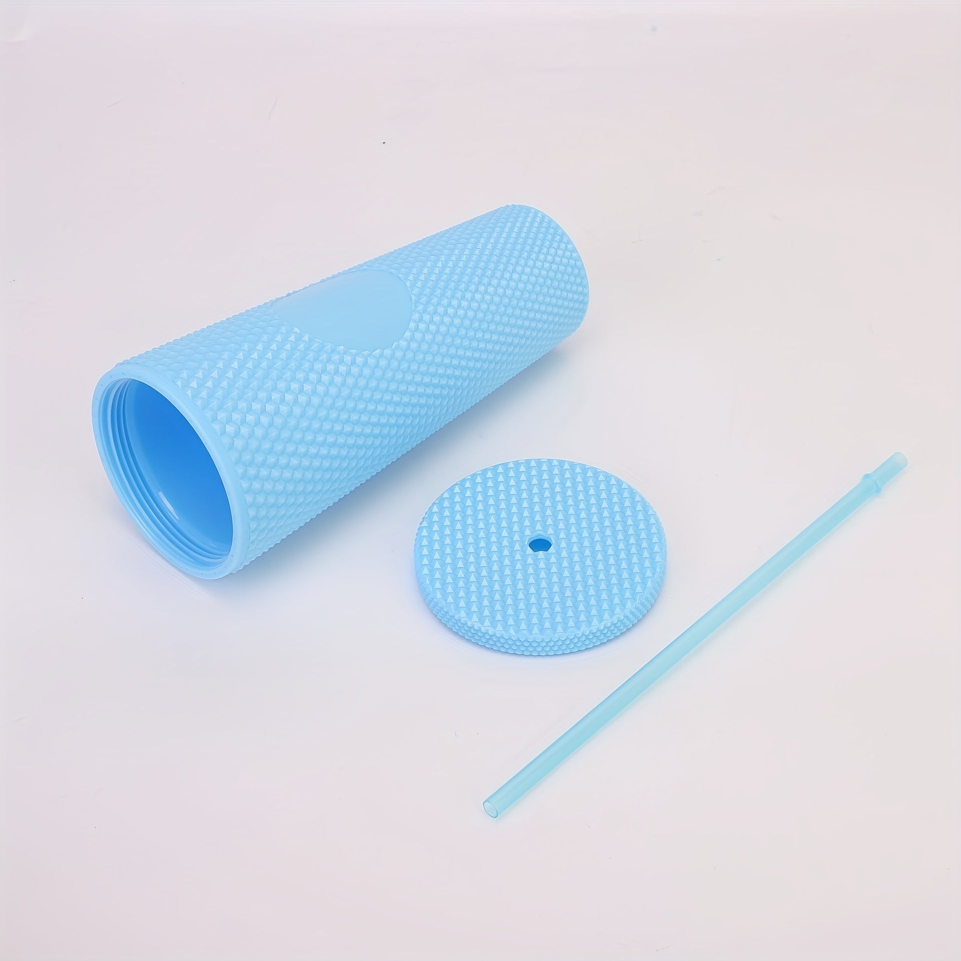 710ml Double Layer Plastic Water Cup Durian Texture Straw Cup