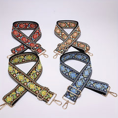 Jacquard Embroidery Adjustable Purse Strap Wide Nylon Belt