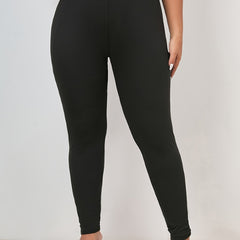 Basic Leggings Wide Waistband High Rise Slim Fit Leggin
