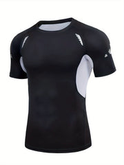 Men's Compression Shirt High Stretch Short Sleeve Top for Outdoor Fitness