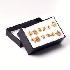 6Pairs Box Animal Stud Earrings Rhinestone Ear Jewelry For Girls Birthday