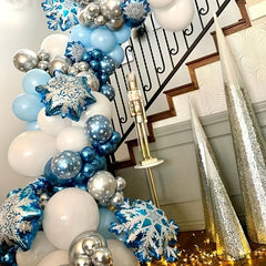Snowflake Balloon Garland Arch Kit - Winter Wonderland Christmas Party Decor