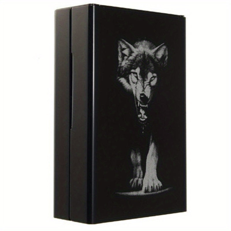 Wolf Pattern Cigarette Case Holder Automatic Pop up