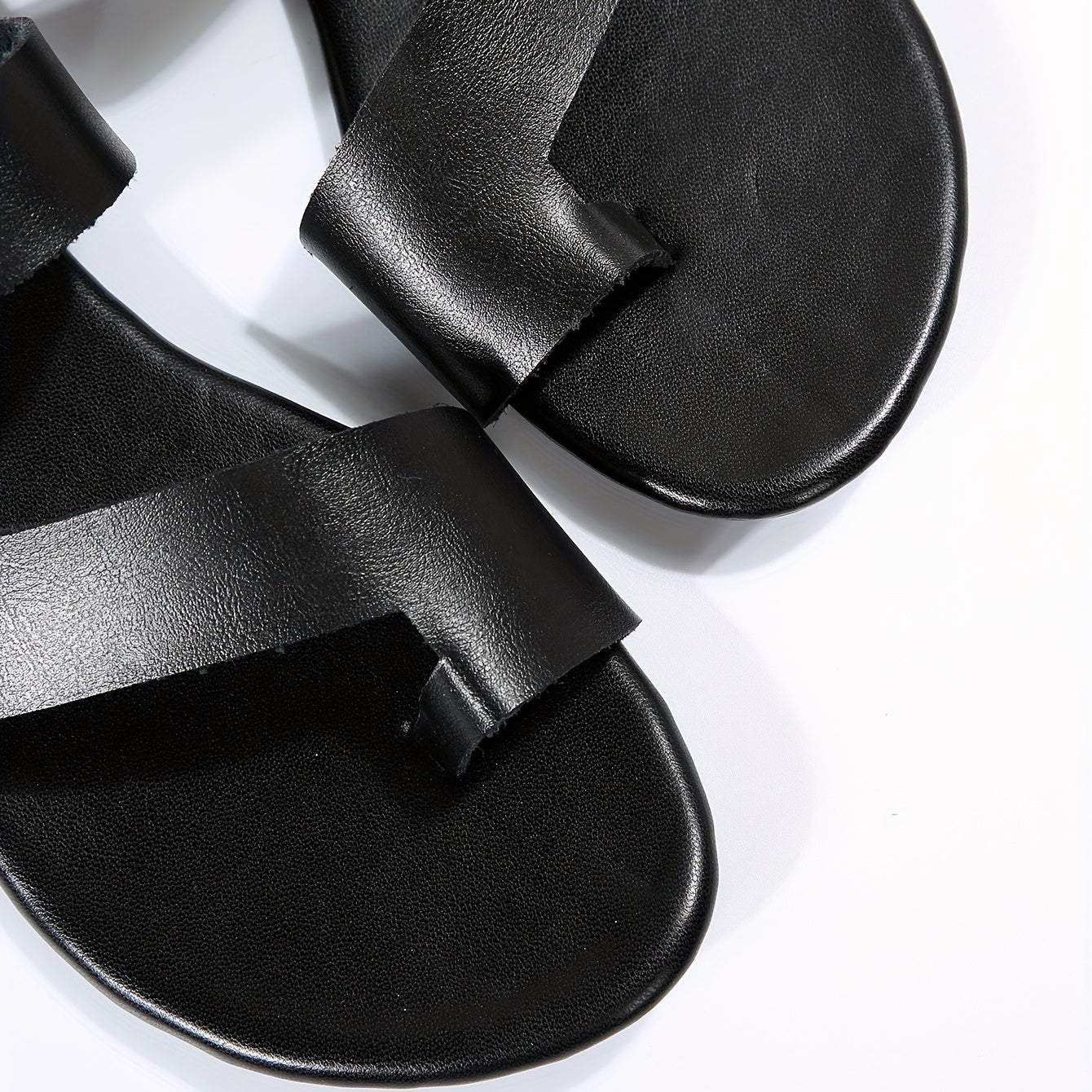 Women's Faux Leather Strap Open Toe Sandals Platform Waterproof Slides