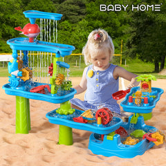 Kids Outdoor Beach Game Table with Shovel Bucket and Molds