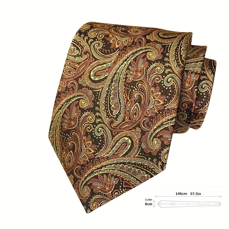 3pcs Paisley Jacquard Necktie Set For Men
