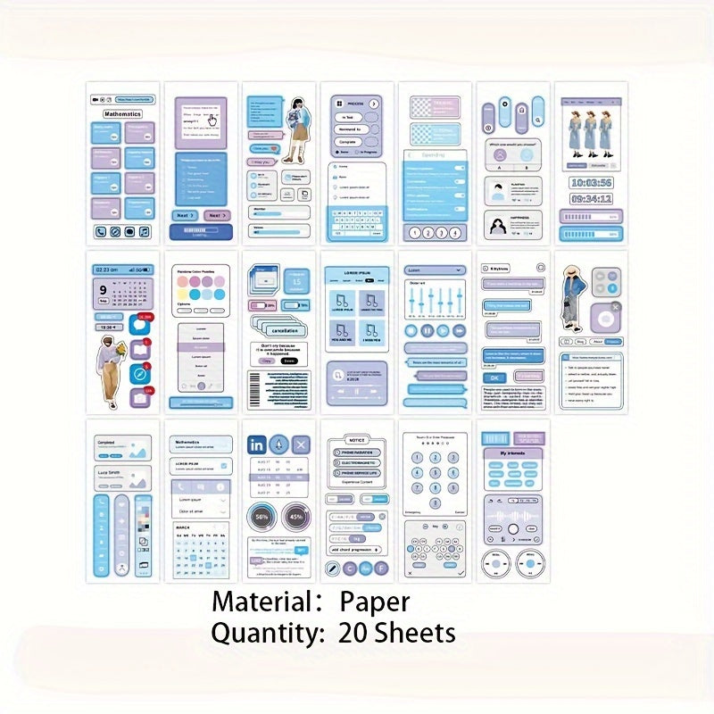 20 Sheets Cartoon Stickers Scrapbooking DIY Decorative Collage Journaling