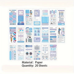 20 Sheets Cartoon Stickers Scrapbooking DIY Decorative Collage Journaling