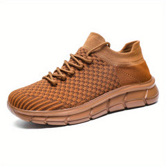 Men's Casual Weave Knit Lace Up Shoes Non Slip Sneaker