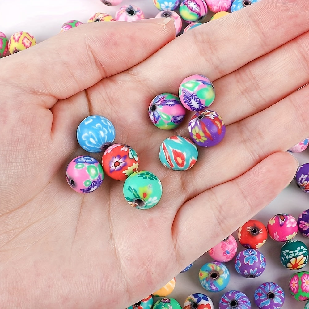100PCS Bracelet Craft Beads Round Bulk Printing Loose Beads DIY Jewelry Making