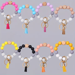 Silicone Bracelet Keychain with Tassel Ornament